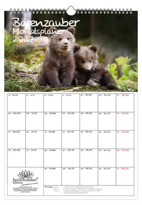 Produktbild von Bärenzauber Planer DIN A3 Kalender für 2027 Bären - Seelenzauber