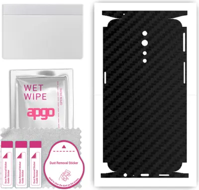 Produktbild von apgo Rückseite + Seiten Schutzfolie, Skin, kompatibel mit Oppo Reno Z, Hinten Displayschutzfolie aus Vinylfolie, kratzfest, einfache Montage - Schwarzer Kohlenstoff