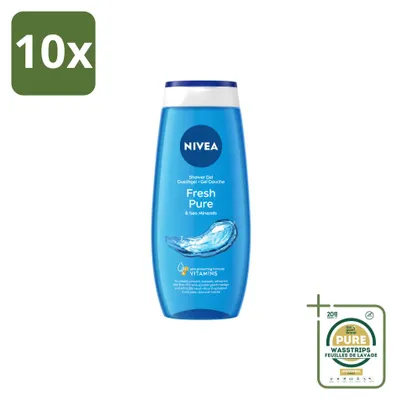 Produktbild von 10 x Nivea Douchegel Fresh Pure - 250 ml - Vorratspackung - 10 Stücke