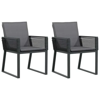 Produktbild von Gartenstühle mit Kissen 2 Stk. Schwarz Poly Rattan
