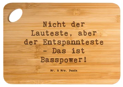Produktbild von Mr. & Mrs. Panda Hackbrett Spruch Bassgitarre Entspannt - Transparent - Geschenk, Instrumente, Lautstärke, Schneidebrett, Holzbrett, Brett, Musikinstrument, Musik, Lernen