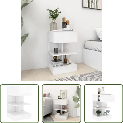 Produktbild von The Living Store Nachttisch Hochglanz-Weiß 40x35x65 cm Holzwerkstoff