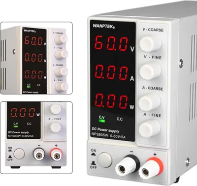 Zdjęcie produktu dla Zasilacz laboratoryjny DC - NPS605W - Regulowane napięcie - Regulowany prąd - Jednostka biurkowa - Wtyczka 220V EU - Biały