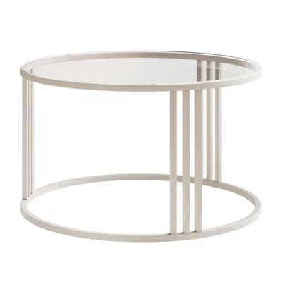 Produktbild von Runder Couchtisch LORI GLASS auf kaschmirfarbenem Gestell, transparent Glas