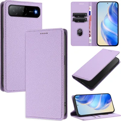 Immagine prodotto di Custodia per telefono cellulare in pelle Litchi per Tecno Spark Go 2025/Infinix Hot 60i 5G Portafoglio slot per schede funzione stand cover viola