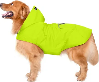 Produktbild von Famanu Hunde-Regenjacke mit Kapuze, Kragenloch und reflektierenden Streifen - Grün, 4XL