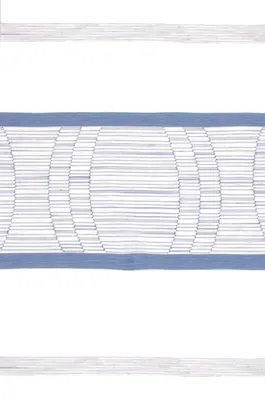Produktbild von Gardinenstoff Meterware Scherli Emiliana halbtransparent Streifen weiß blau 152cm
