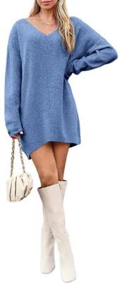 Productafbeelding van Dames tricotjurk, trui-jurk, oversized, warm, oversized, blauw, maat M