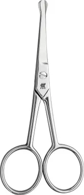 Image de Ciseaux Unyqoos® pour les poils du nez et des oreilles – Ciseaux pour la barbe et le visage en acier inoxydable poli et forgé, pointe droite et arrondie, couleur argent, précis et sûrs