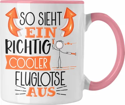 Produktbild von Trendation - Fluglotse Tasse Geschenk So Sieht Ein Richtig Cooler Fluglotse Aus Geschenkidee Spruch Lustig Becher (Rosa)