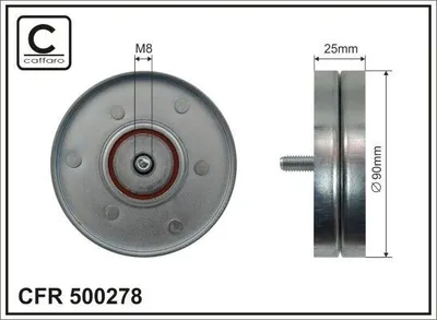 Produktbild von CAFFARO 500278 Umlenkrolle Keilrippenriemen 90mm für AUDI A4 Avant (8K5, B8) Q5 (8RB) für VW Transporter V Bus Multivan V Transporter V Kastenwagen