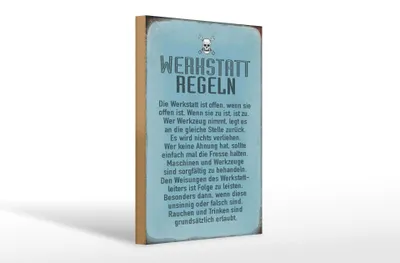 Produktbild von Holzschild Spruch 20x30cm Werkstatt Regeln Werkstatt