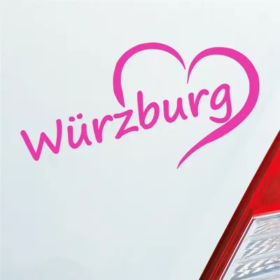 Produktbild von Auto Aufkleber Würzburg Herz Stadt City Liebe Love Heart 15x8 cm Pink Sticker Heckscheibenaufkleber