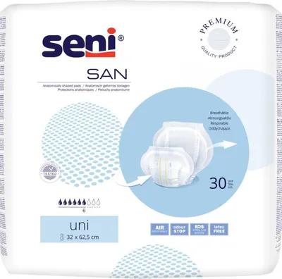 Produktbild von Inkontinenzvorlagen Seni San Uni (1 Karton: 4 x 30 Stück)>>>>