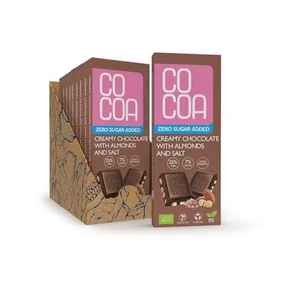 Produktbild von COCOA Cremige Mandel Schokolade, 10x40g, Zuckerfrei, Mit Salz