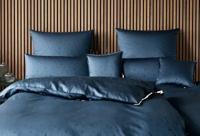 Produktbild von elegante Mako-Satin-Kissenbezug einzeln Stars Farbe Navy Größe 70x90cm