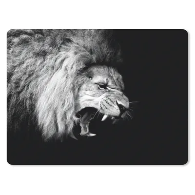 Produktbild von MuchoWow® Mauspad Mousepad Löwe - Porträt - Schwarz - Weiß - Tiere 40x30 cm - Mousepads - Maus Mat - Pad - Mausunterlage - Anti Rutsch