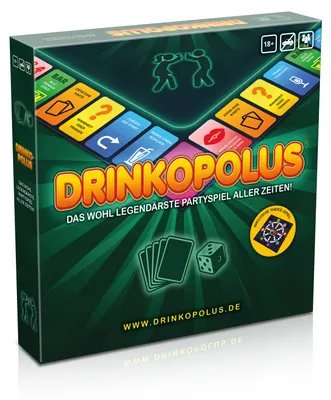 Produktbild von Brettspiel - Drinkopolus Partyspiel für Erwachsene inkl. Spiel "Theke"