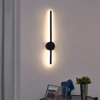 Produktbild von Moderne Wandleuchte Schwarz 60cm inkl  LED Clockwise