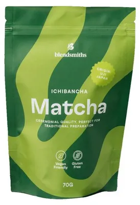 Produktbild von Matcha-Grüntee in zeremonieller Qualität Blendsmiths Ichibancha Matcha, 70 g