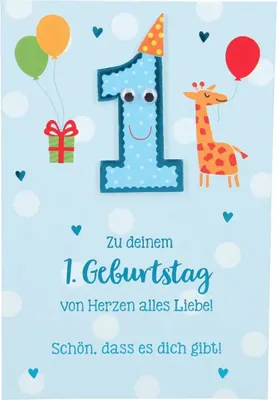 Produktbild von 11566 Depesche Zahlenkarte, Glückwunschkarte-Zu deinem 1. Geburtstag von Herzen...