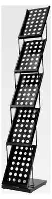 Produktbild von Faltbarer Prospektständer, 5 Etagen Zeitschriftenständer A4, Bodenstehender Literaturständer für Büro und Messe, 40×27×160 cm, Schwarz
