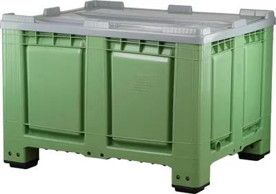 Produktbild von Palettenbox mit Deckel 680l 1200x1000x790 mm Grün - 4 Füsse - geschlossen