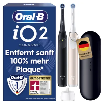 Produktbild von Oral-B iO Series 2 Elektrische Zahnbürste, Doppelpack, Schwarz/Pink