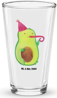 Produktbild von Mr. & Mrs. Panda Wasserglas Avocado Feier - Transparent - Geschenk, Party, Glas, Cocktailglas, Pint, Bierglas, Longdrinkglas, Geburtstag, Tröte, Fete