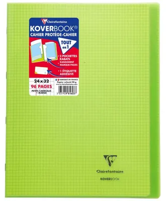 Image de Carnet Koverbook CLAIREFONTAINE, 96 pages avec rabats - 240 x 320 mm - Papier 5 x 5 PEFC 90 g - Vert