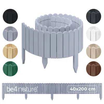 Immagine prodotto di be4nature Bordura da giardino in legno flessibile 40 x 200 cm Argento legno impregnato bordo in rotolo bordatura prato recinzione decorativa palizzata bordo aiuole