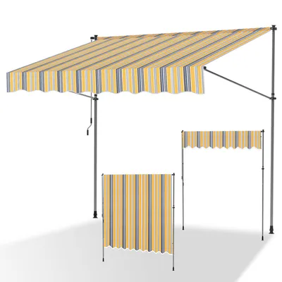 Immagine prodotto di Tenda da sole Jopassy Tenda da sole con morsetti Tenda da sole per balcone Tende da sole da giardino resistenti ai raggi UV Tenda da sole con braccio articolato Giallo Blu 2,5 m