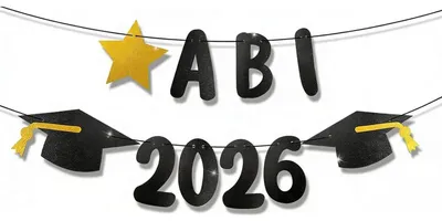 Productafbeelding van Abi 2026 Decoratieset zwart goud: vlaggen en ballonnen voor afstudeerfeesten