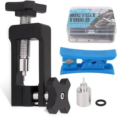 Produktbild von Hydraulische Fietszipsatz mit Werkzeugkoffer und Olienaald, für fünfdrahrige Rahmen