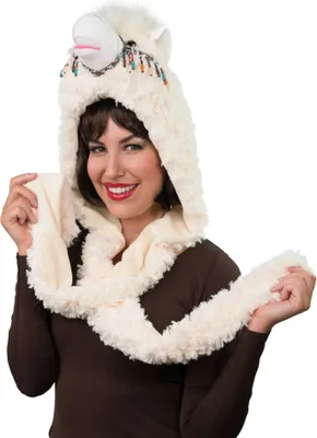 Produktbild von O28079 beige Damen-Herren Lama Mütze mit Schal Hut-Kappe Einheitsgröße