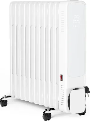 Produktbild von Peviasot Ölradiator 2500W WLAN 11 Rippen mit Fernbedienung App 5-35 °C Glas-Bedienfeld Rollen Kabelaufwicklung Weiß