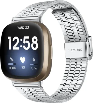 Produktbild von Strap-it Fitbit Versa 3 Edelstahlarmband (Silber)