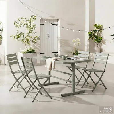 Produktbild von home24 Gartenessgruppe - 5-teilig - Stahl - Anthrazit