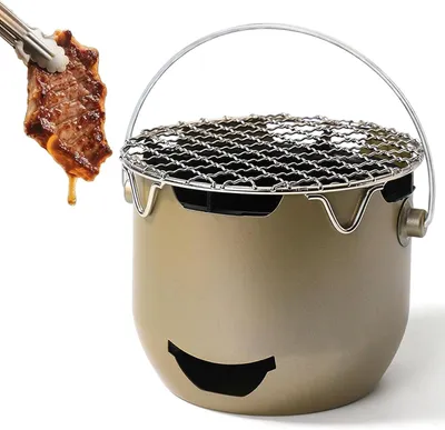 Obrázok produktu pre Gril na drevené uhlie, prenosný, nehrdzavejúca oceľ, pre kempovanie