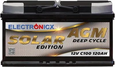 Immagine prodotto di Batteria AGM 120Ah 12V – Versione solare Deep Cycle, ideale per camper e imbarcazioni