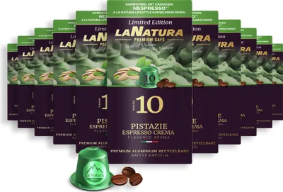 Produktbild von Pistachio Espresso Crema Premium Coffee - 110 kapsułek kawy | La Natura Lifestyle Organic 616g| bio-based | Nespresso®*³ compatible