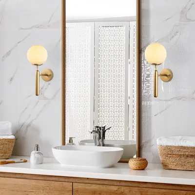Immagine prodotto di Opviq, applique in metallo (oro), 15 x 20 x 40 cm | Copertura in vetro, attacco E14, max. 40 W | Design moderno per hotel e abitazioni, IP20, lampadina non inclusa.