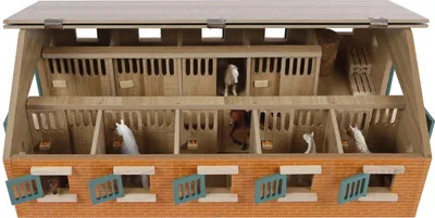 Produktbild von Van Manen Pferdestall mit 9 Boxen 62x42,5x22 cm im Maßstab 1:32