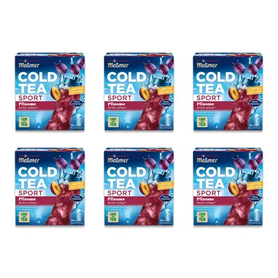 Produktbild von Meßmer Cold Tea Sport Pflaume | Vorteilspack 6 x 14 Pyramidenbeutel | Kaltaufguss mit Zink & Eisen | Früchtetee | ohne Zuckerzusatz | Vorteilspack