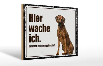 Produktbild von Holzschild Hinweis Rodhesian Ridgeback hier wache ich eigene Gefahr, 30 x 20 cm, Holzschilder Tiere Achtung