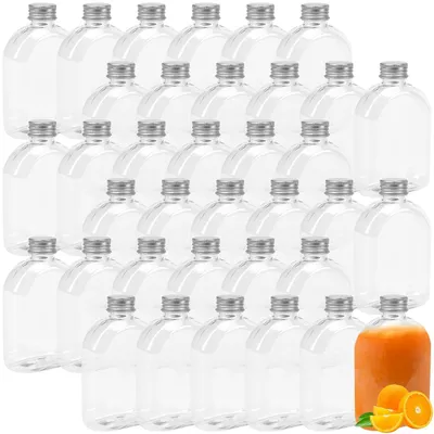 Immagine prodotto di 36 bottiglie - 200 ml - Plastica - Tappo a vite - Trasparente - Facili da pulire - Tappi a prova di perdite - Bottiglie per bevande