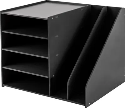 Obrázek produktu pro kancelářský organizér na psací stůl se 4+2 přihrádkami, třídič papíru, držák na dokumenty, zásobník na dopisy (černý)