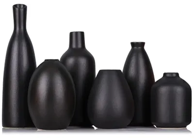 Productafbeelding van Set van 6 moderne, boheemse keramische vaasjes