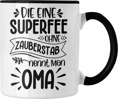 Produktbild von Trendation - Superfee Oma Tasse Geschenk für Beste Oma Der Welt Geburtstag Weihnachten (Schwarz)