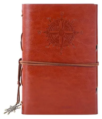 Immagine prodotto di Diario, quaderno a fogli mobili con copertina in ecopelle, stile vintage, 160 pagine bianche in carta kraft, ricaricabile